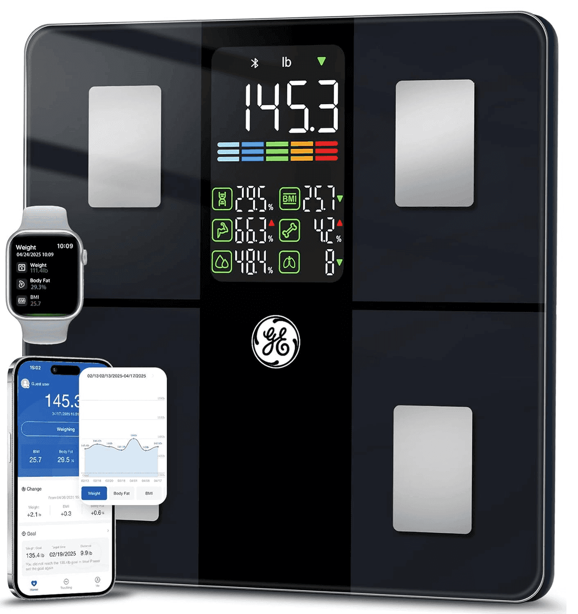 GE Smart Body Composition Scale with 5.3-Inch Display