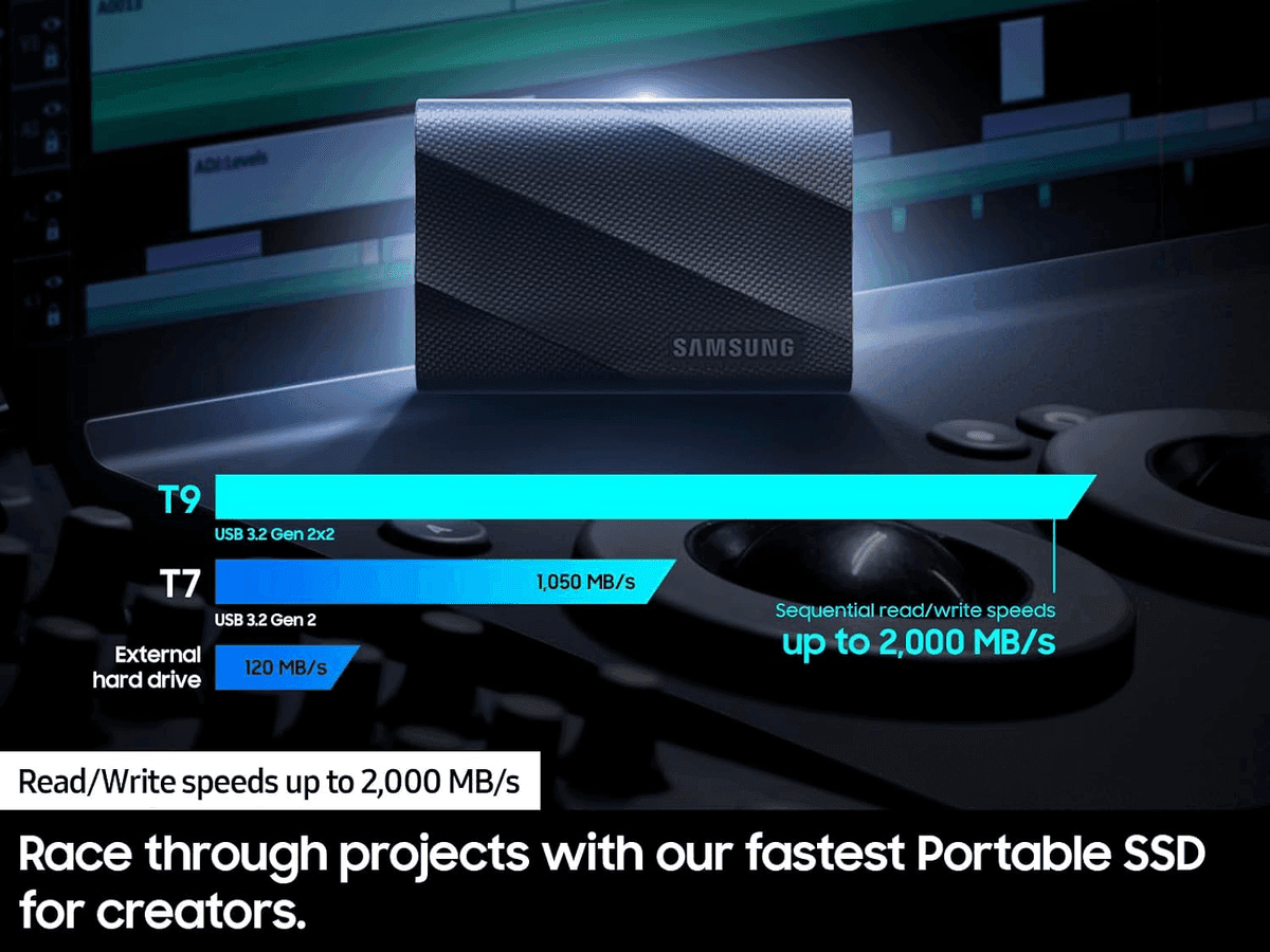 Samsung T9 2TB USB 3.2 Gen 2x2 Portable SSD image 3