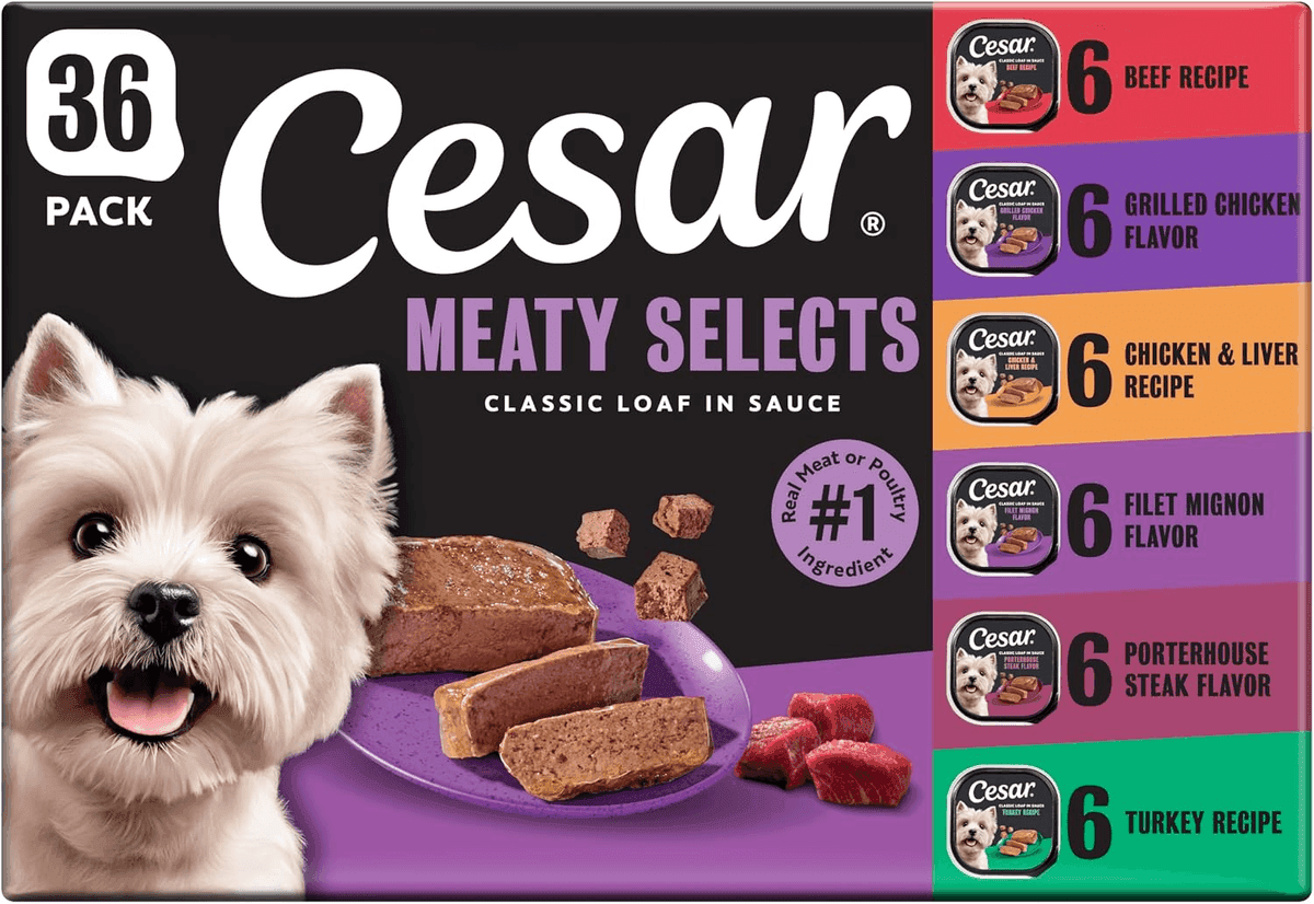 Cesar Classic Loaf Wet Dog Food Variety Pack, 36 Trays