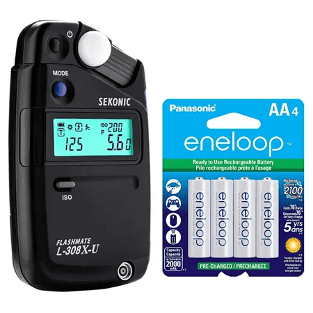 Sekonic L-308X-U Flashmate Digital Light Meter with 4x AA Batteries