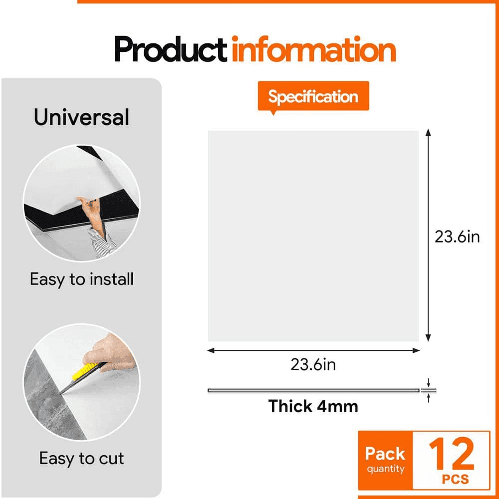 Fasarxiu 2 ft. x 2 ft. White PVC Drop Ceiling Tiles 12-Pack image 3