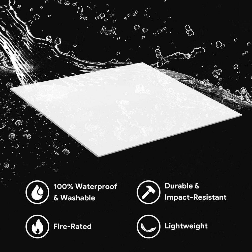 Fasarxiu 2 ft. x 2 ft. White PVC Drop Ceiling Tiles 12-Pack image 5