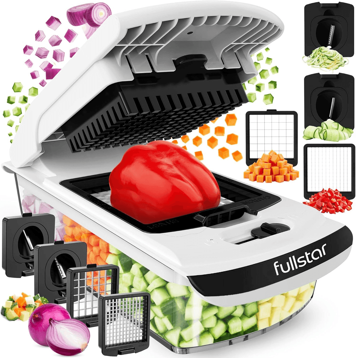 Fullstar Pro Original 4-in-1 Vegetable Chopper and Spiralizer - White