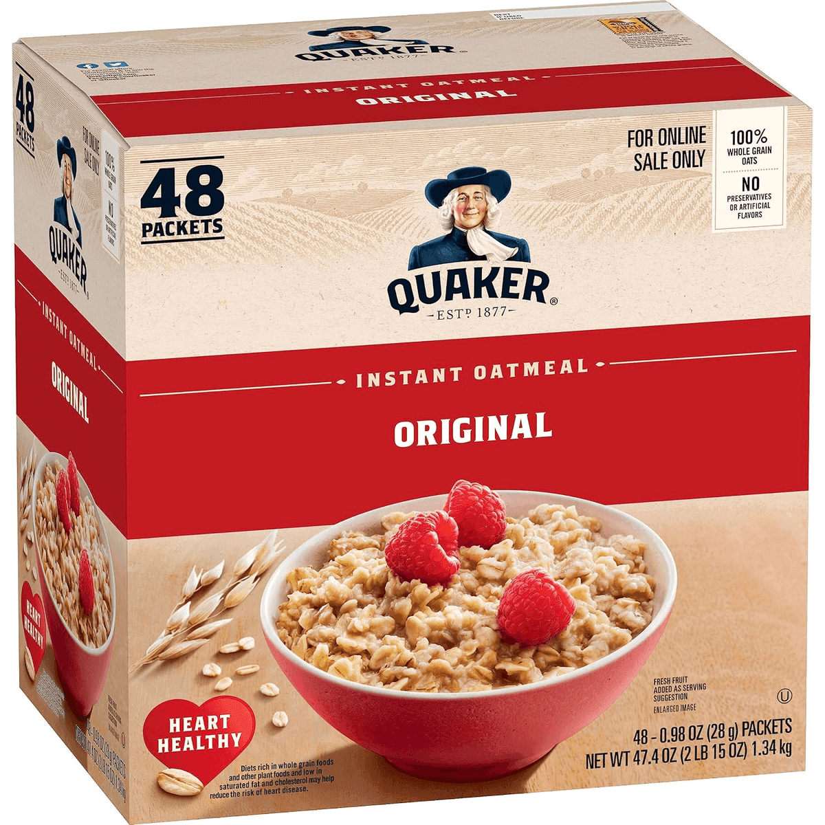 Quaker Original Instant Oatmeal, 48 Individual Packets