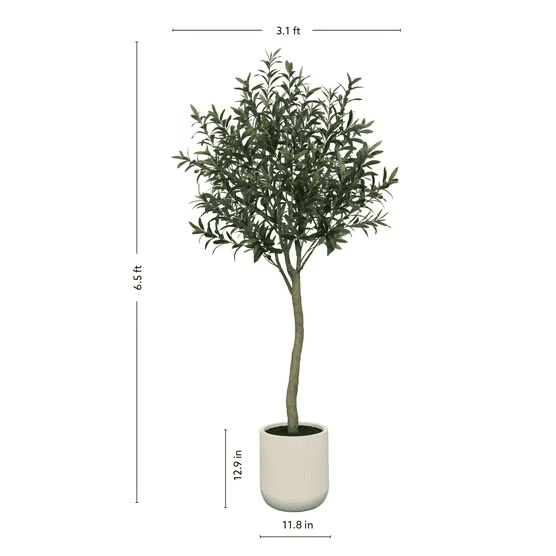 CGH Faux 6.5' Topiary Olive Tree with Planter image 2