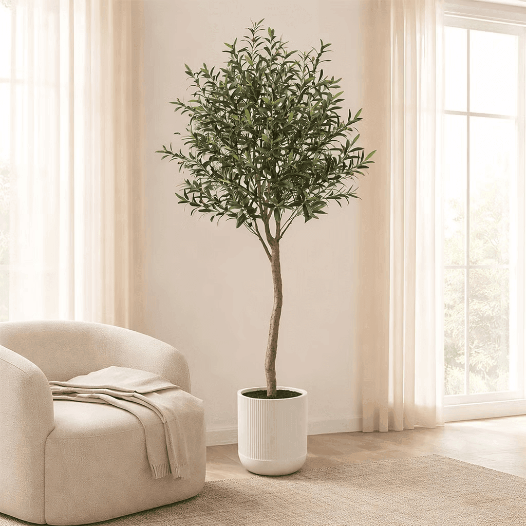 CGH Faux 6.5' Topiary Olive Tree with Planter
