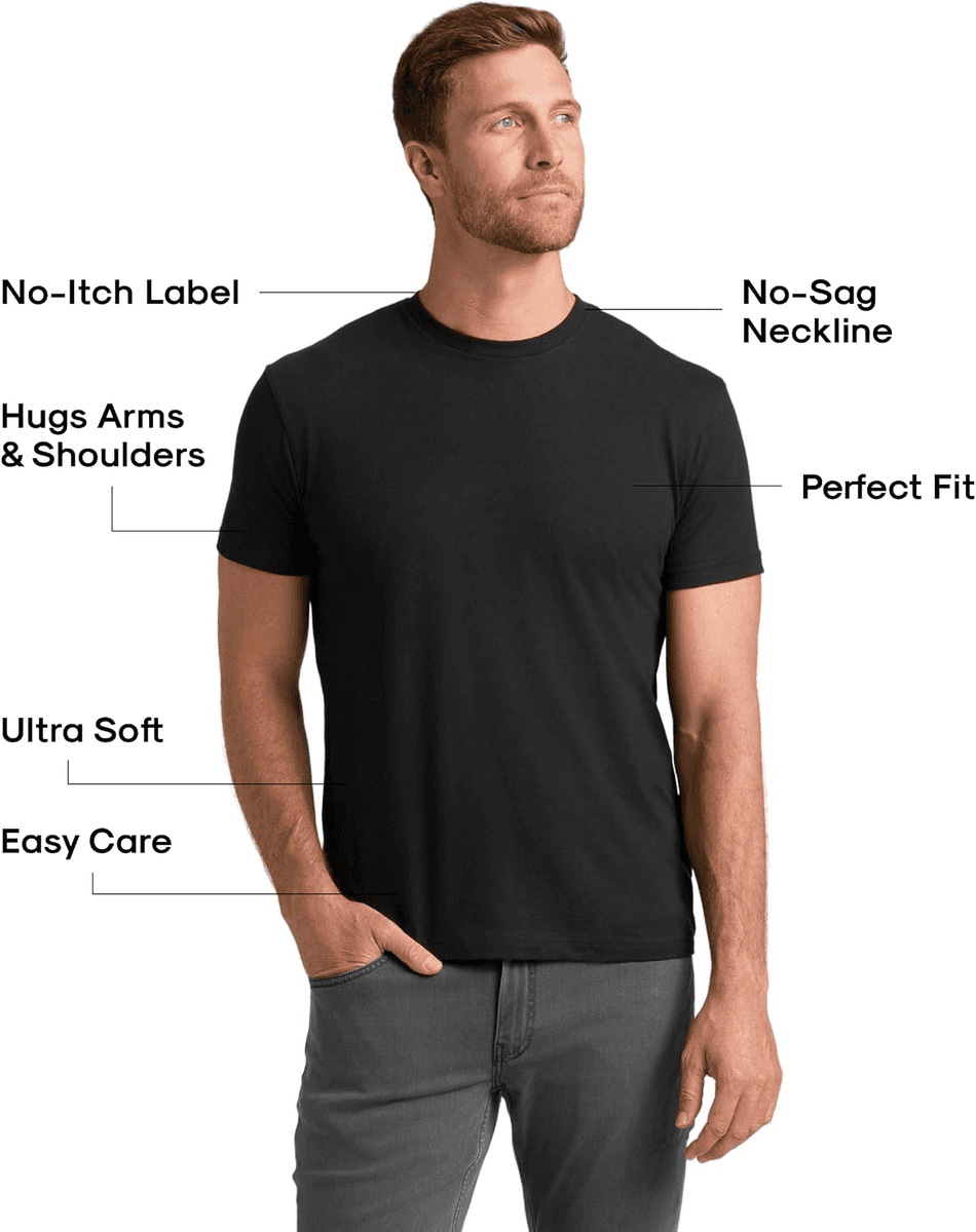 True Classic Men's Crew-Neck T-Shirts, Staple 6-Pack - Large image 3