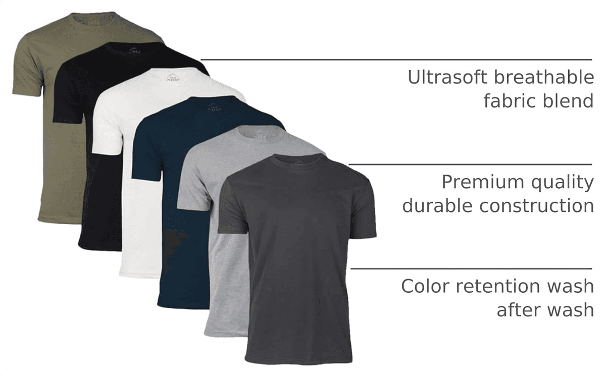 True Classic Men's Crew-Neck T-Shirts, Staple 6-Pack - Large image 4