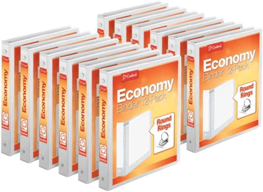 Cardinal 1-Inch White 3-Ring Binders - 12 Pack