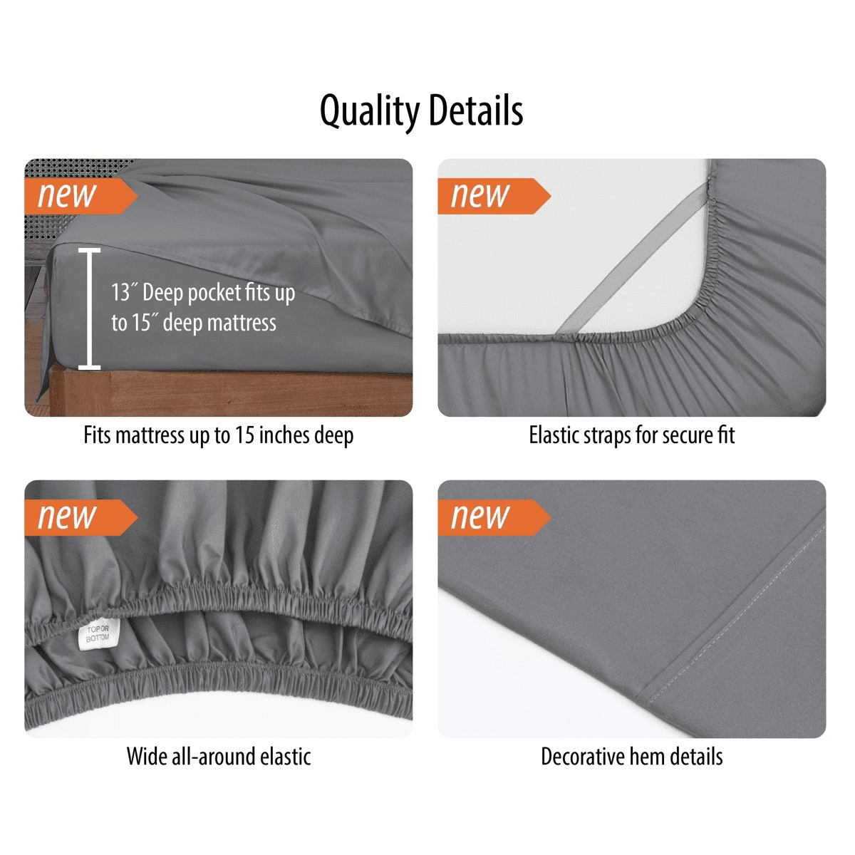 Mainstays Queen Microfiber Bed Sheet Set - Soothing Gray, 4 Piece image 3