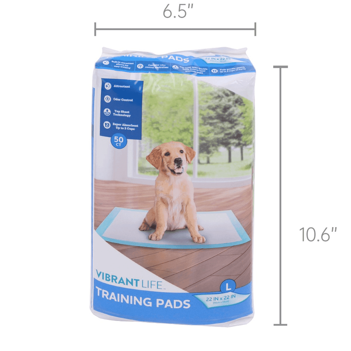 Vibrant Life Large 5-Layer Pet Training Pads, 22 in x 22 in, 50 Count image 5