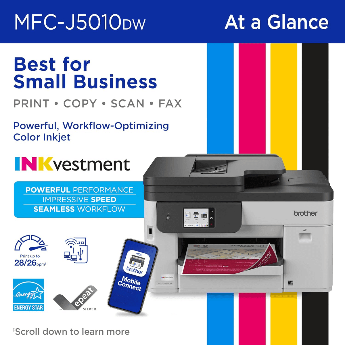 Brother INKvestment 5010 Wireless Color All-in-One Printer MFC-J5010DW image 2
