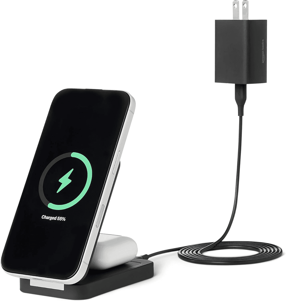 Amazon Basics Qi2.2 25W 2-in-1 Foldable Wireless Charging Station