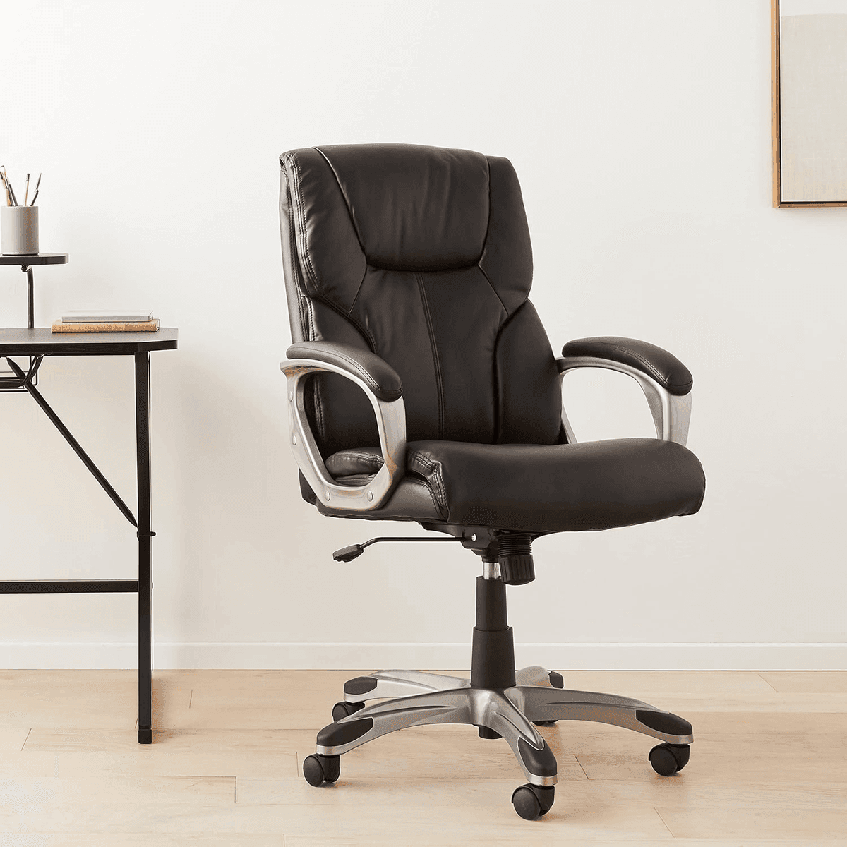 Amazon Basics Executive High Back Office Chair - Black/Silver image 2