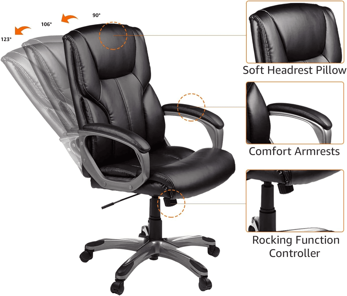 Amazon Basics Executive High Back Office Chair - Black/Silver image 5