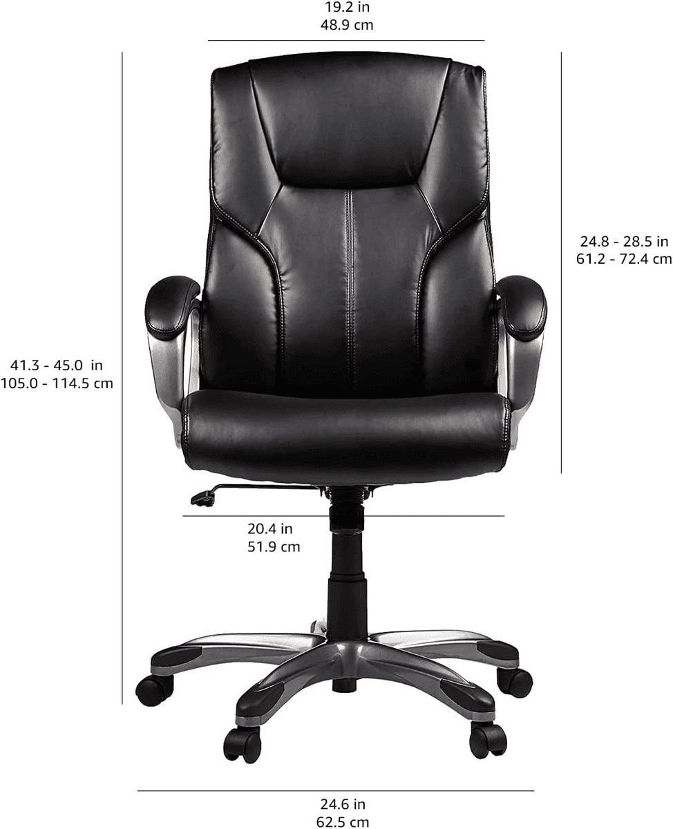 Amazon Basics Executive High Back Office Chair - Black/Silver image 3