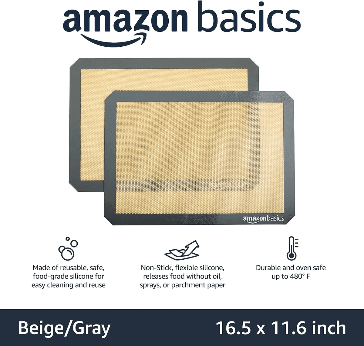 Amazon Basics Silicone Baking Mats 16.5 x 11.6 Inch - 2-Pack image 2
