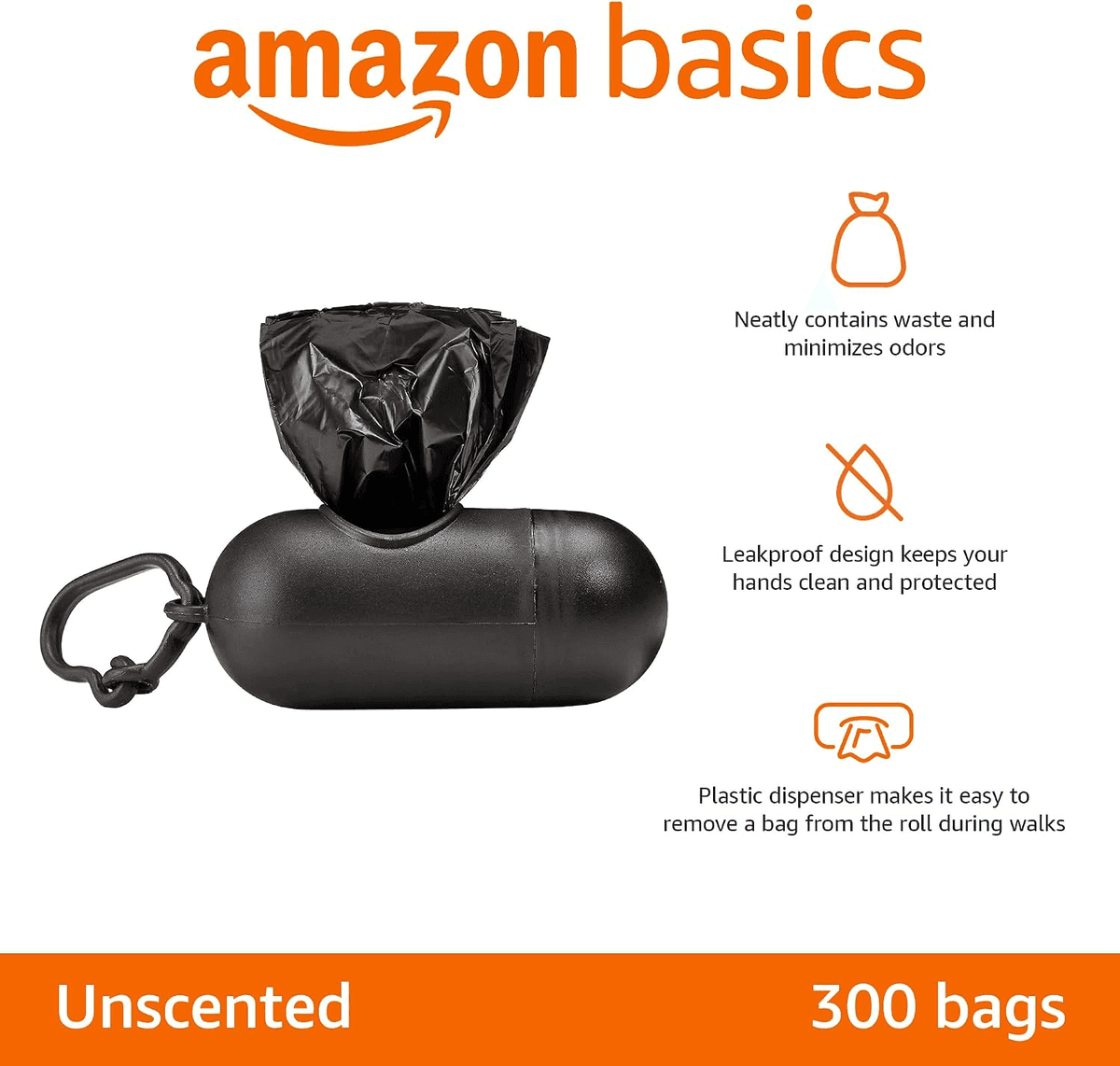 Amazon Basics Unscented Dog Waste Bags with Dispenser (300 Count) image 2