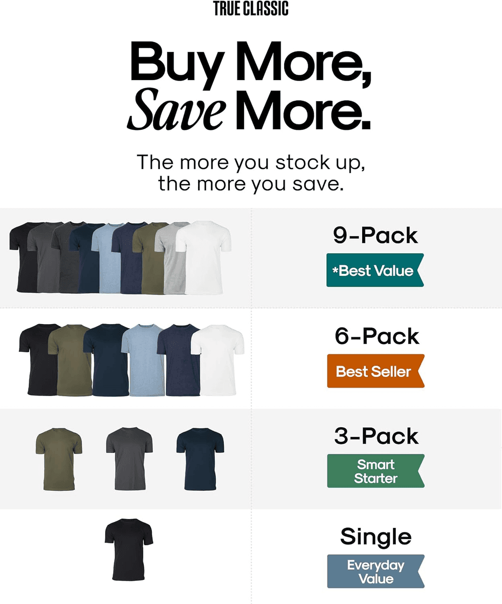 True Classic Men's Staple Crew-Neck T-Shirts (6-Pack, X-Large) image 5