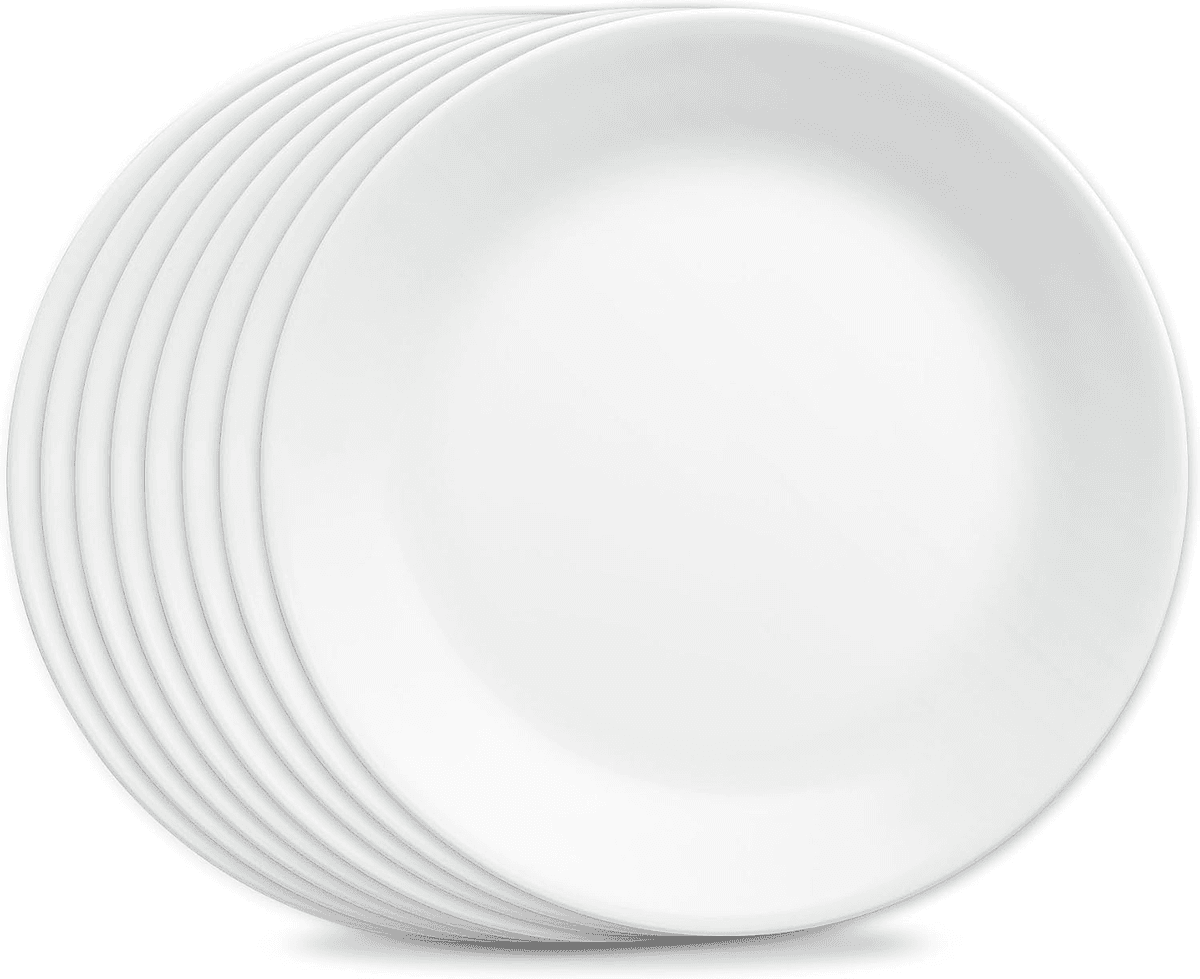 Corelle Vitrelle 8-Piece Dinner Plates Set - Winter Frost White