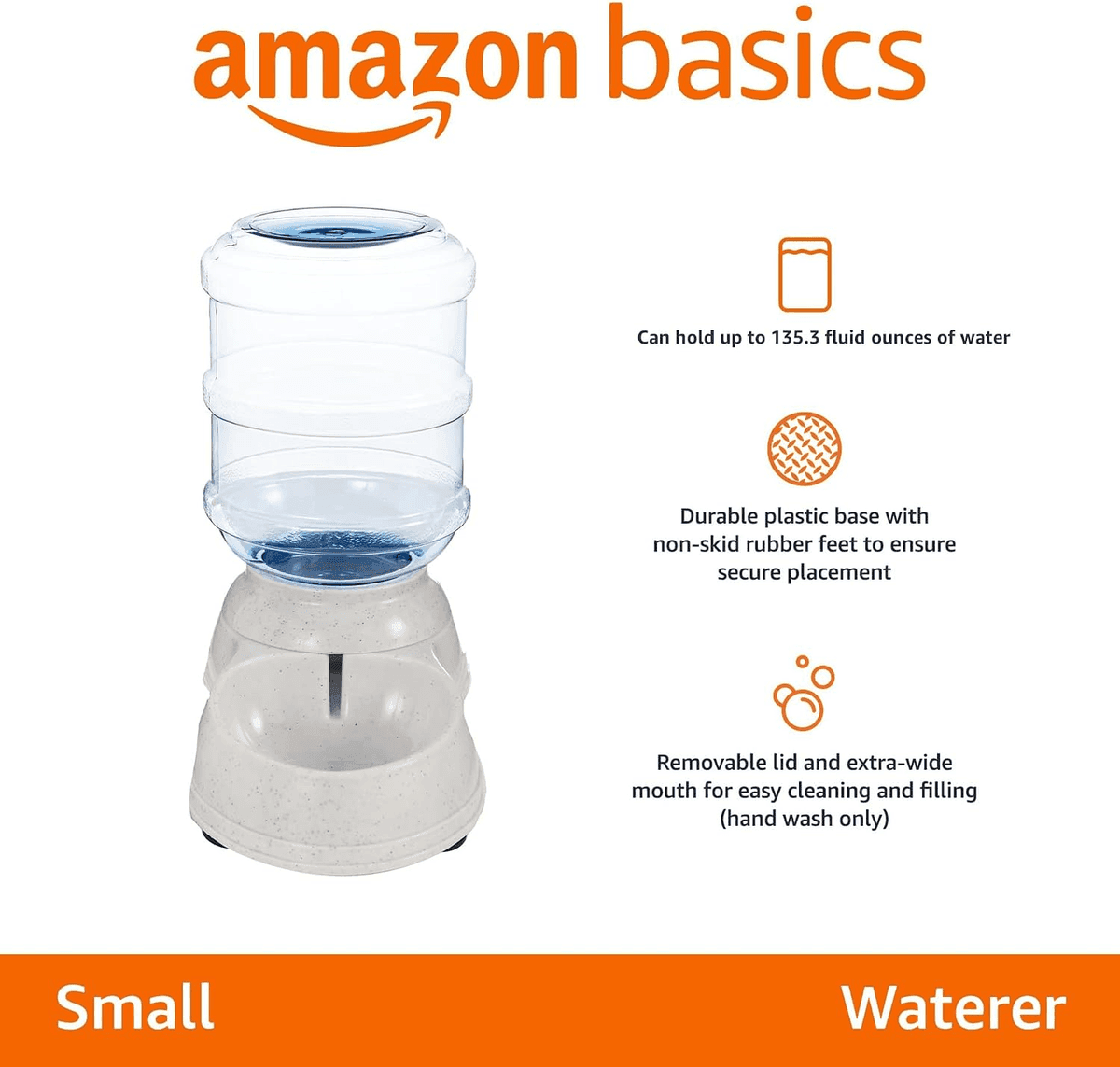 Amazon Basics Gravity Pet Water Dispenser - 135.3 fl oz, Small image 2
