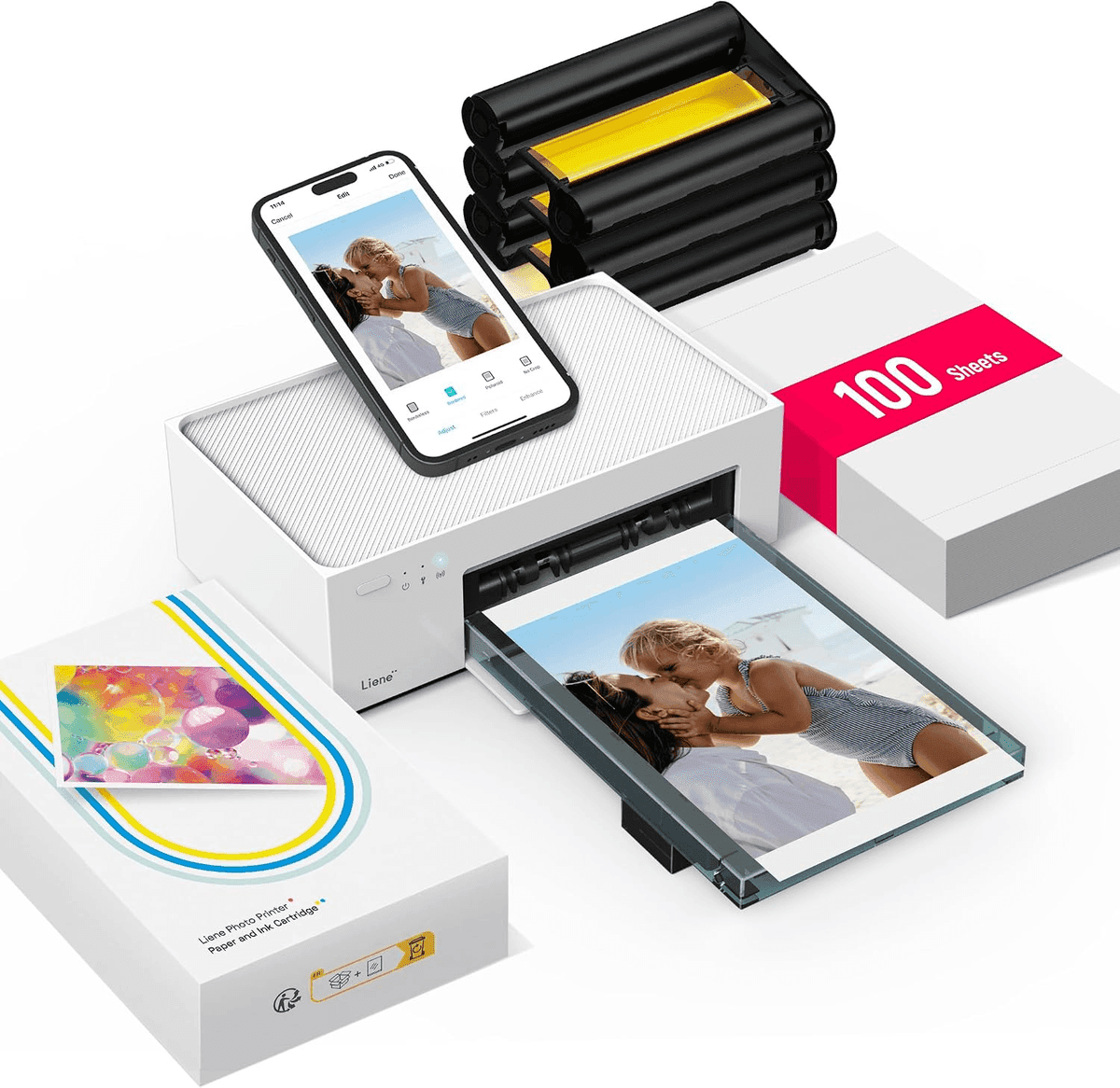 Liene M100 4x6 Photo Printer with 100 Sheets and 3 Cartridges