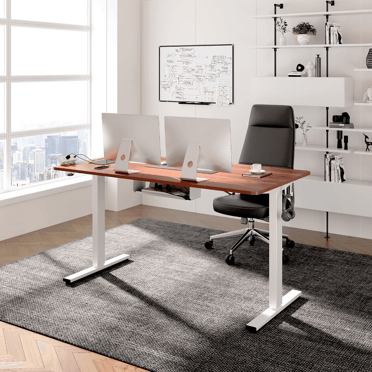 FLEXISPOT EN2 55x28-inch Whole-Piece Standing Desk with Power Strip image 2