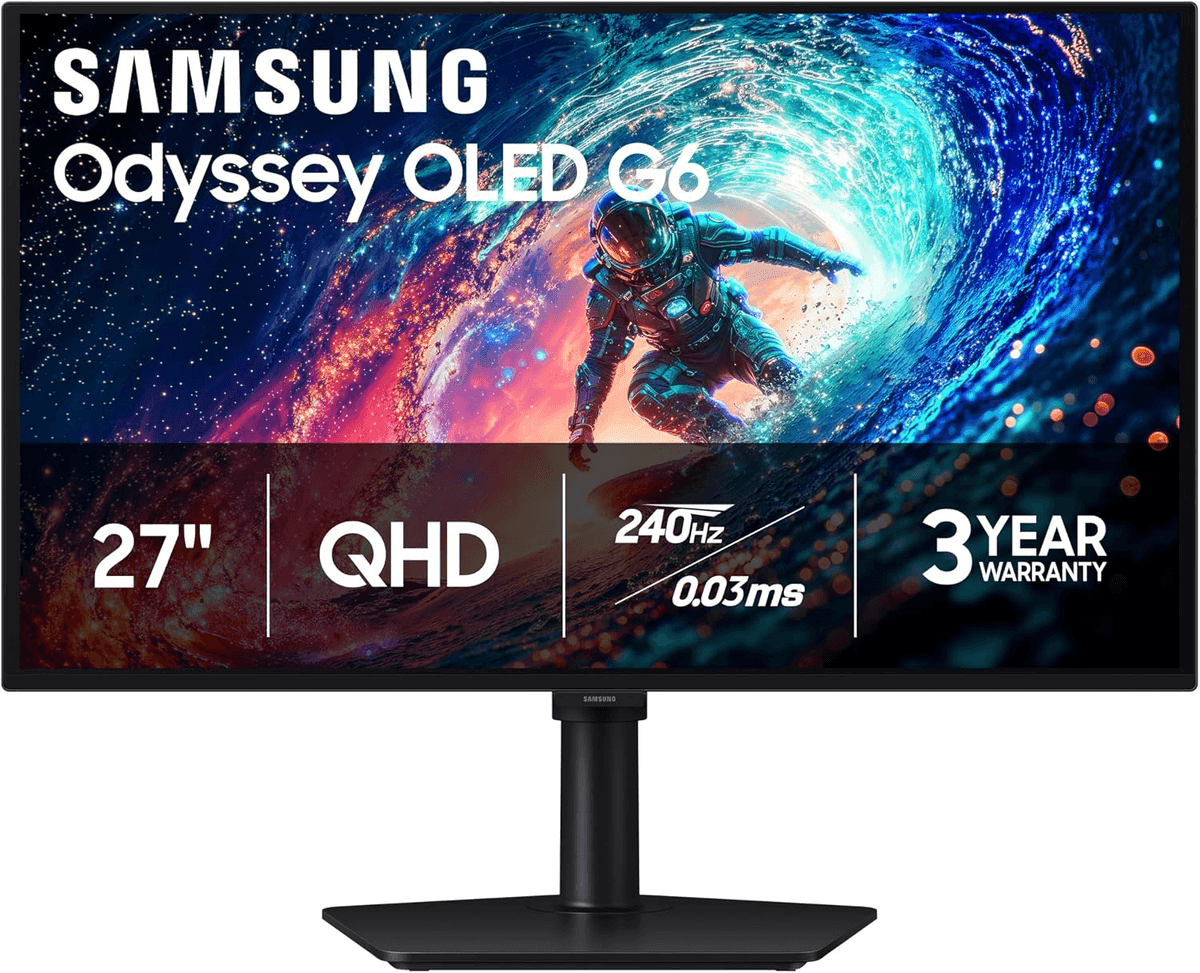 Samsung 27-Inch Odyssey OLED G6 QHD 240Hz Gaming Monitor