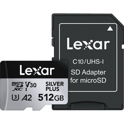 Lexar 512GB Professional SILVER PLUS UHS-I microSDXC Card with SD Adapter