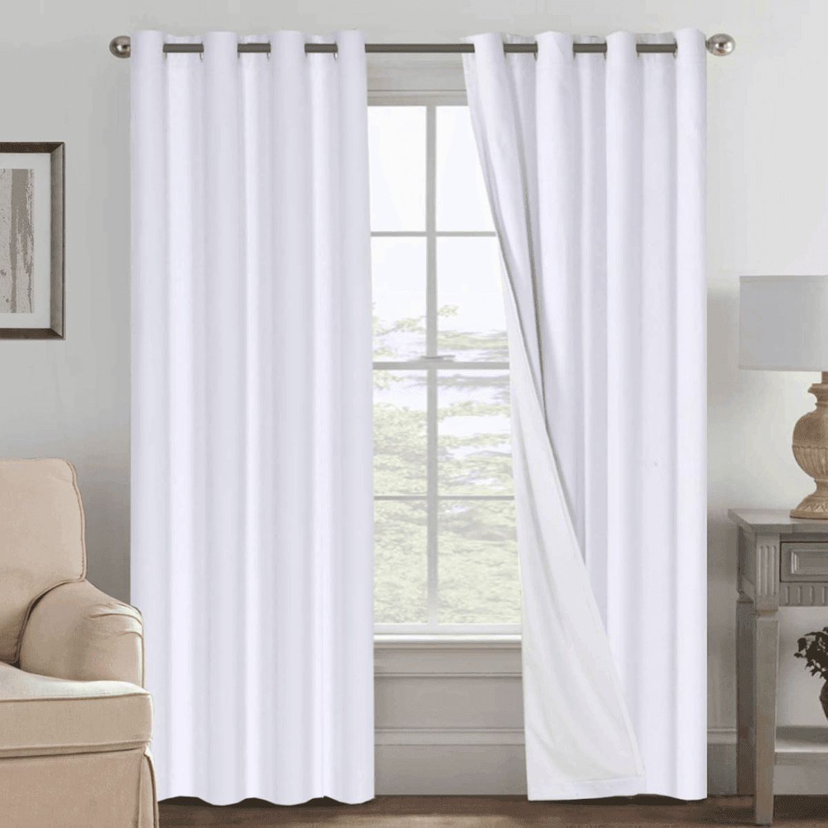 H.VERSAILTEX 102-Inch Blackout Curtains - Bright White