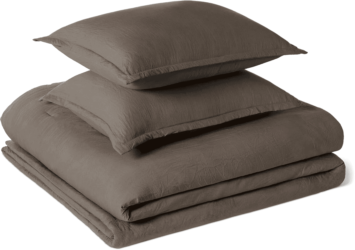 Amazon Basics Brushed Microfiber 3-Piece Comforter Set - Queen/Full, Brown
