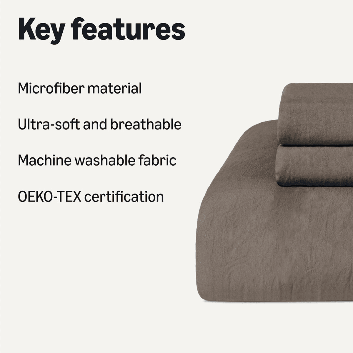 Amazon Basics Brushed Microfiber 3-Piece Comforter Set - Queen/Full, Brown image 2