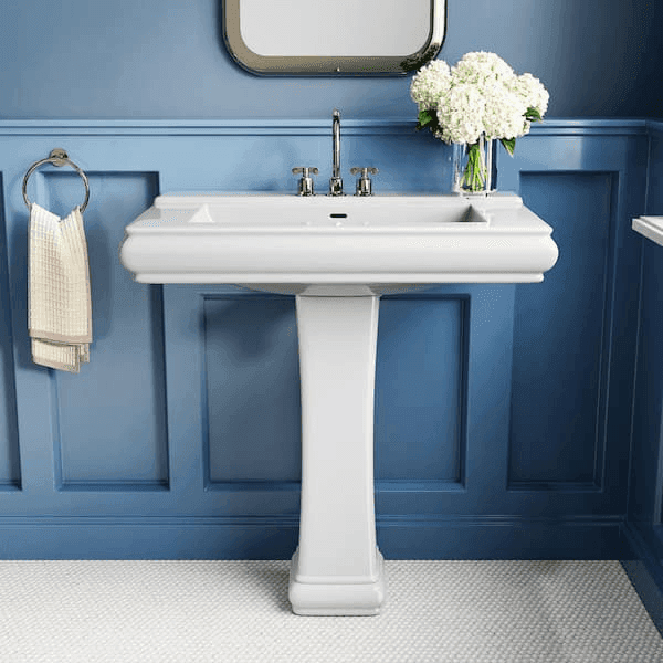 Hanikes 26 in. White Vitreous China Rectangular Pedestal Bathroom Sink