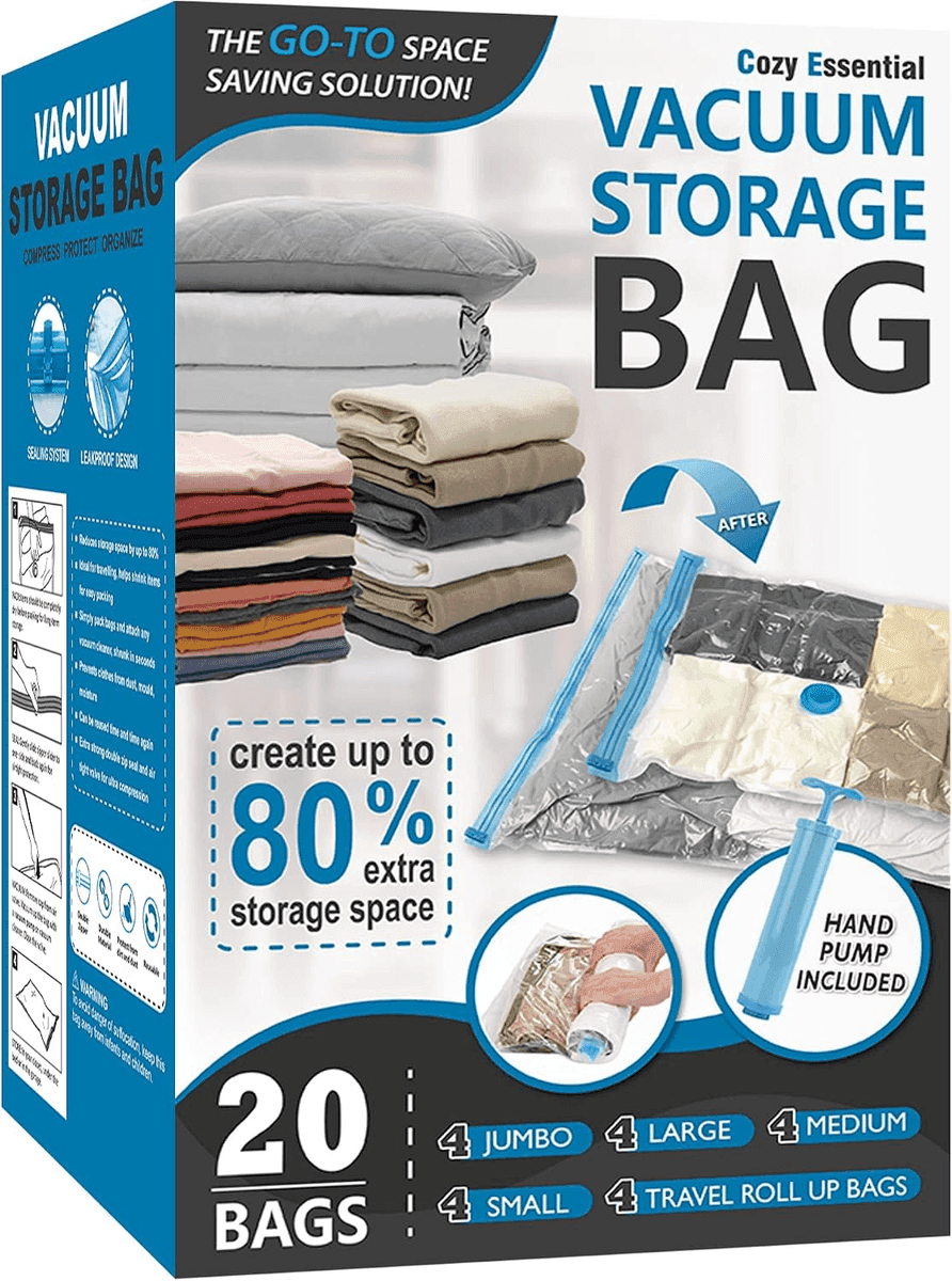 Cozy Essential Vacuum Storage Bags, 20-Count Combo