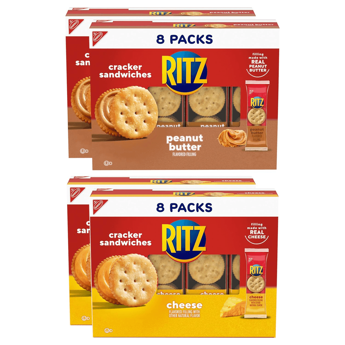 RITZ Peanut Butter & Cheese Sandwich Crackers Variety Pack, 32 Packs
