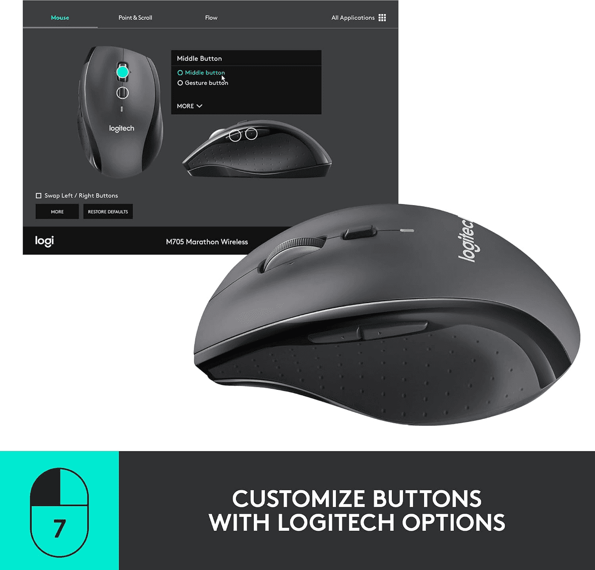Logitech M705 Marathon Wireless Mouse image 4