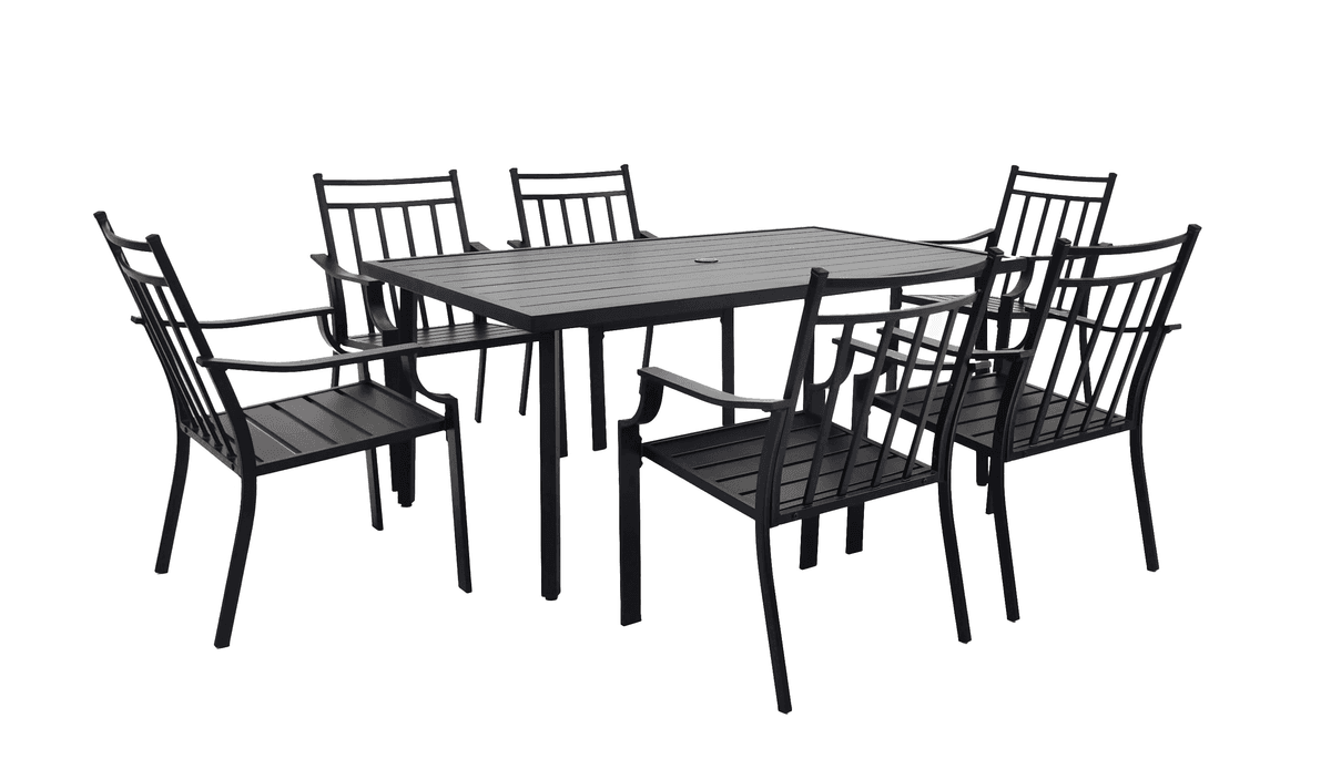 Style Selections Ashton 7-Piece Black Steel Patio Dining Set