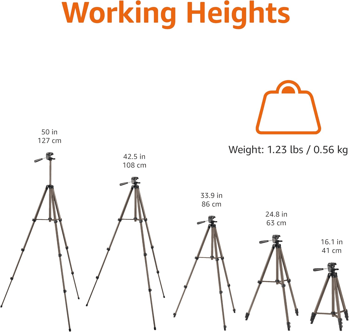 Amazon Basics 50-inch Lightweight Camera Tripod - Champagne image 4