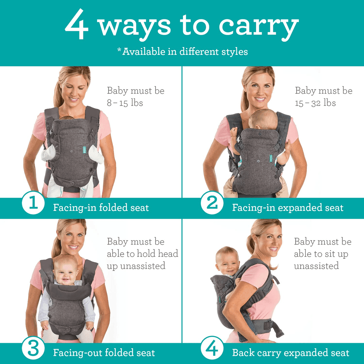 Infantino Flip 4-in-1 Baby Carrier - Gray image 2
