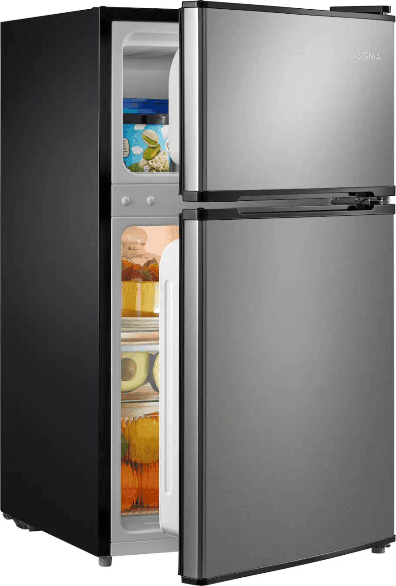 Insignia 3.1 Cu. Ft. Mini Fridge with Top Freezer - Stainless Steel Look image 4