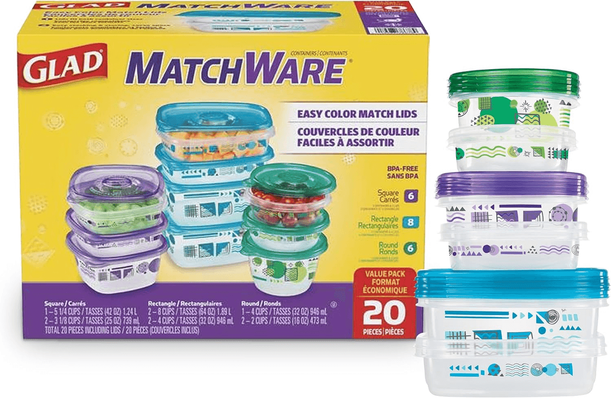 Glad GladWare MatchWare Food Storage Containers - 20-Piece Set
