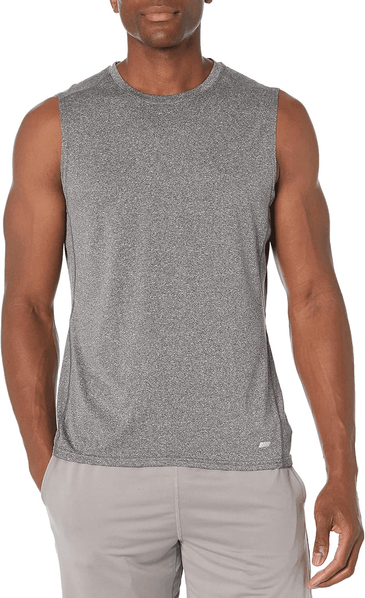 Amazon Essentials Men's Active Quick-Dry Sleeveless Shirt - Black Heather, Medium