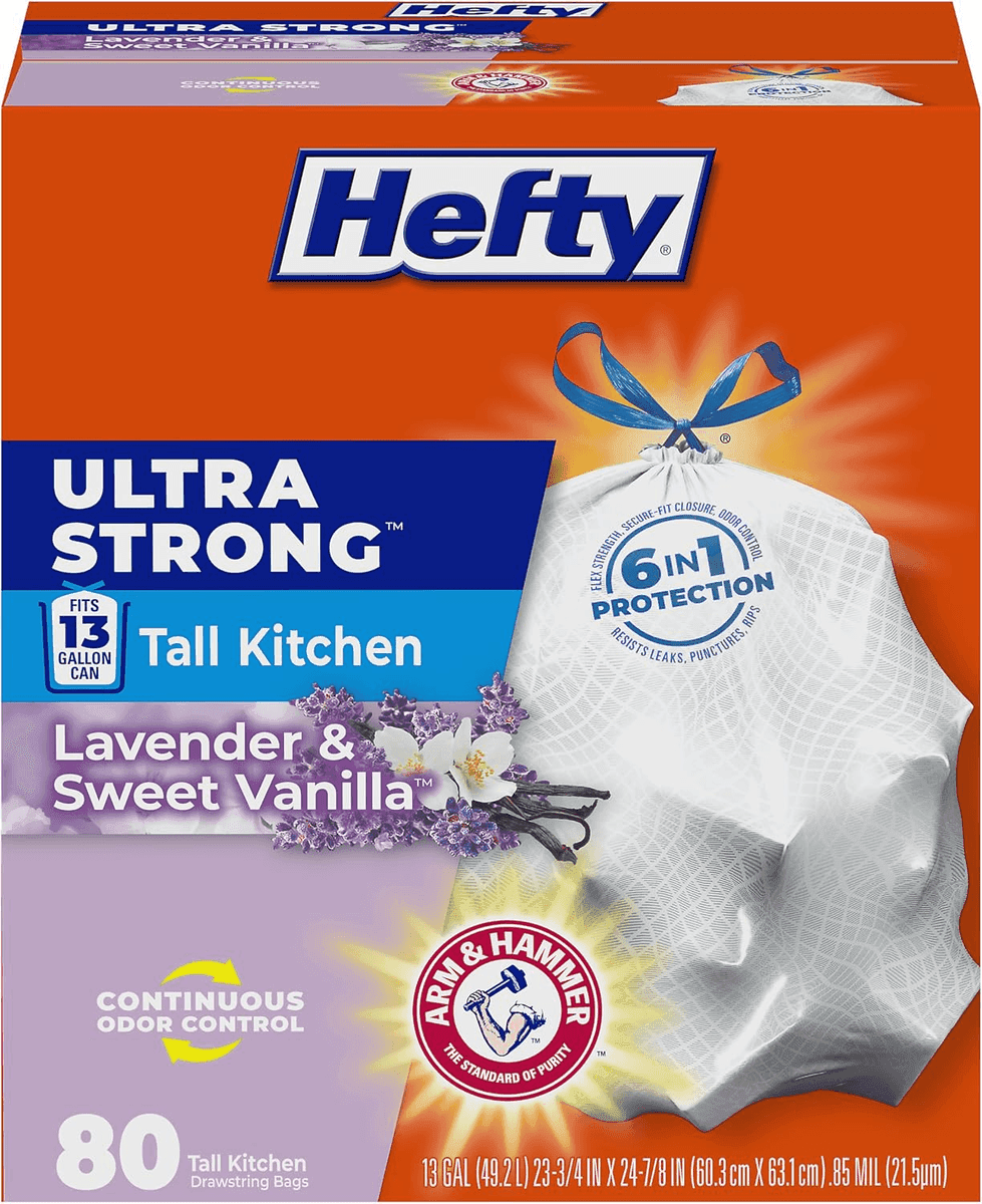 Hefty Ultra Strong 13-Gallon Kitchen Trash Bags, 80 Count