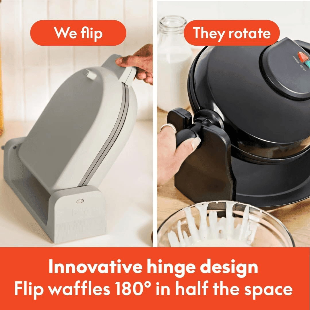 bella Flip-n-Store Ceramic Belgian Waffle Maker, Oatmilk image 3