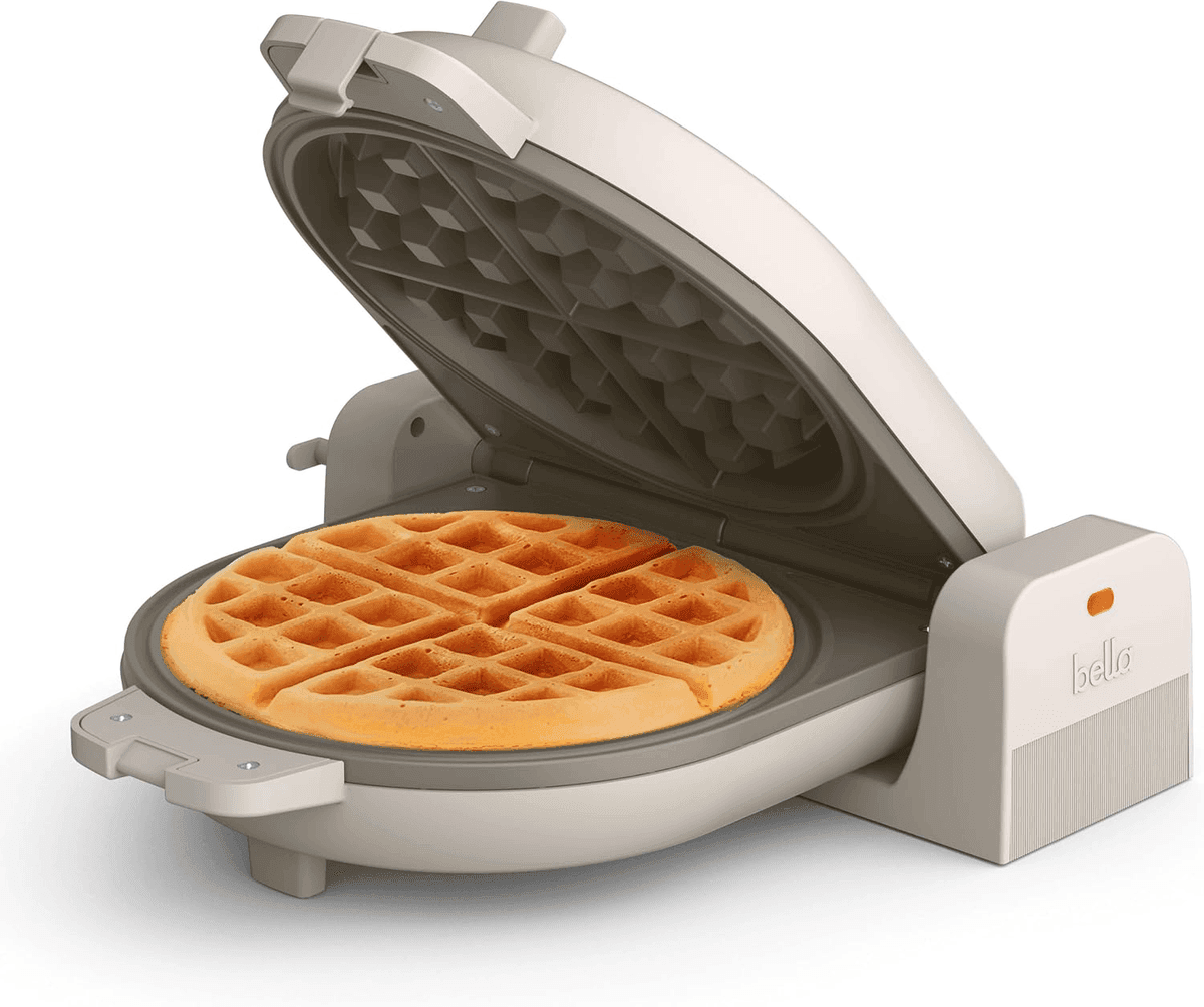 bella Flip-n-Store Ceramic Belgian Waffle Maker, Oatmilk
