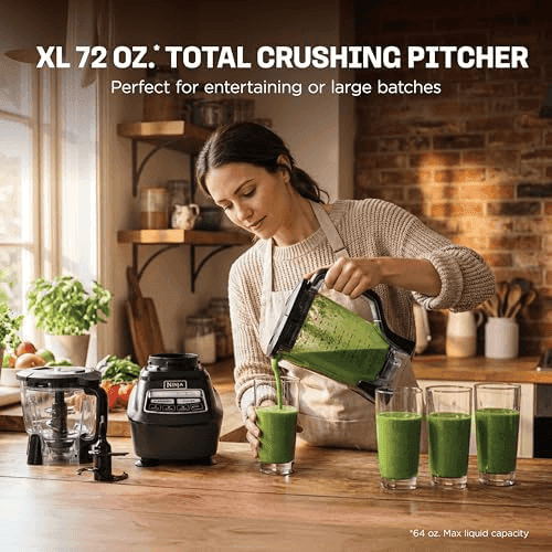 Ninja Kitchen System All-in-One Food Processor & Blender for Smoothies Includes Pitcher, (2) 16 oz. To-Go Cups & 8-Cup Bowl Makes Salsa, Dough, Sha... image 4