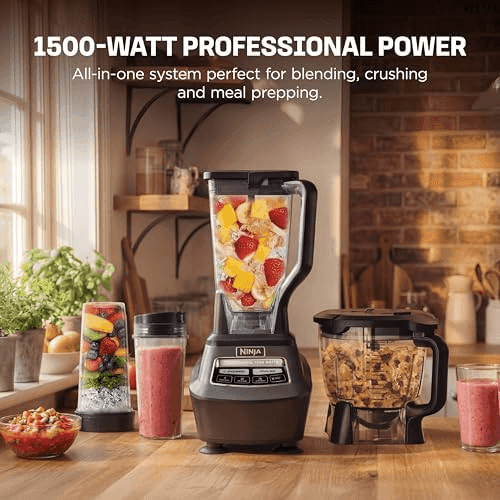 Ninja Kitchen System All-in-One Food Processor & Blender for Smoothies Includes Pitcher, (2) 16 oz. To-Go Cups & 8-Cup Bowl Makes Salsa, Dough, Sha... image 3