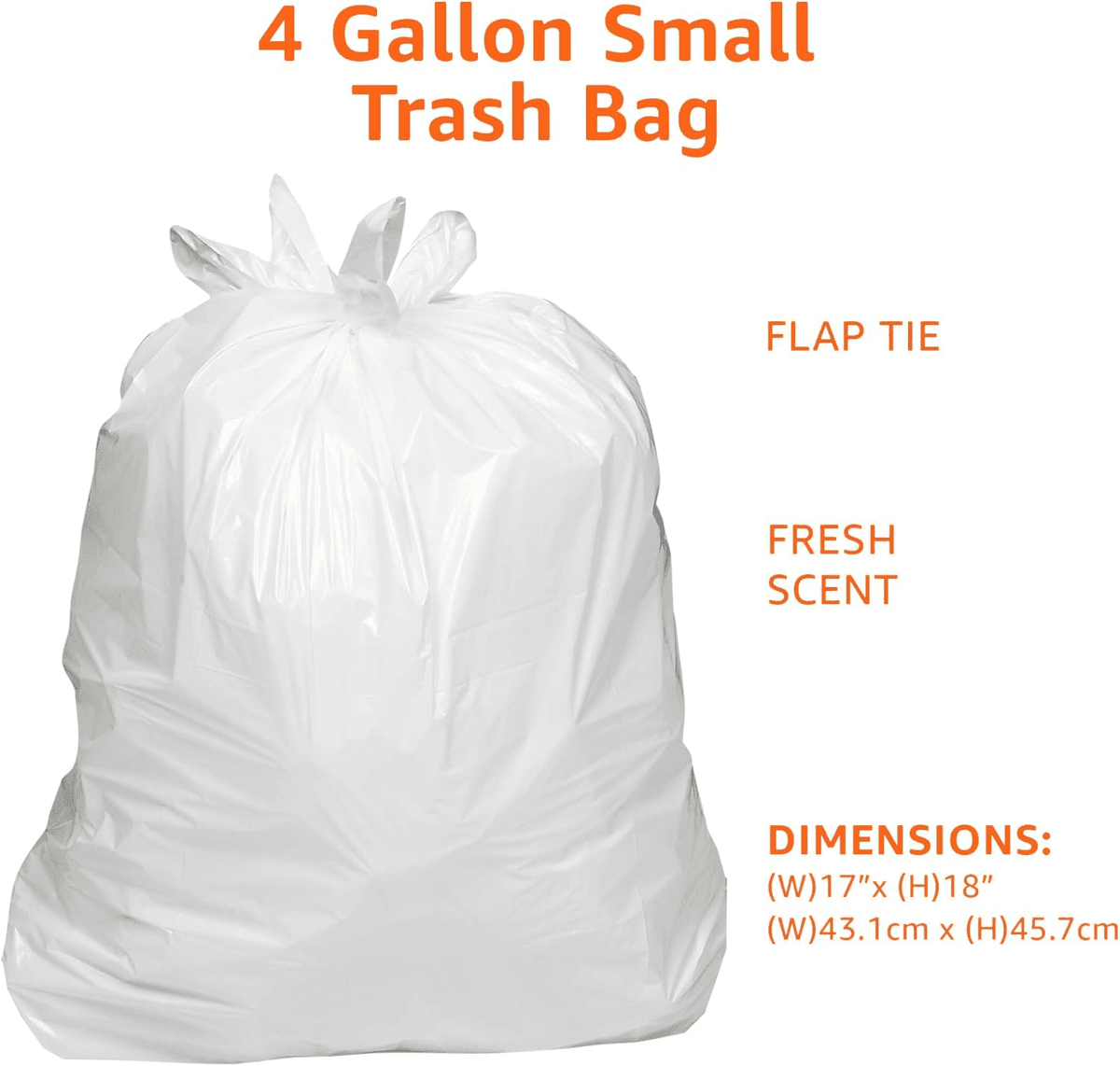 Amazon Basics 4-Gallon Trash Bags, 80 Count image 3