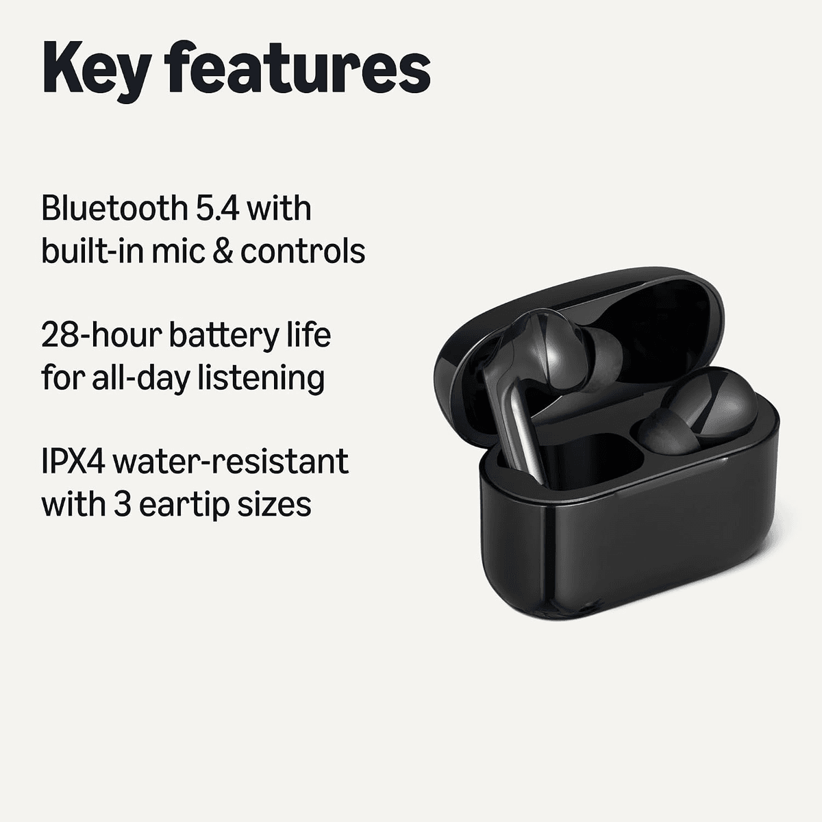 Amazon Basics Bluetooth 5.4 True Wireless Earbuds, Black image 2