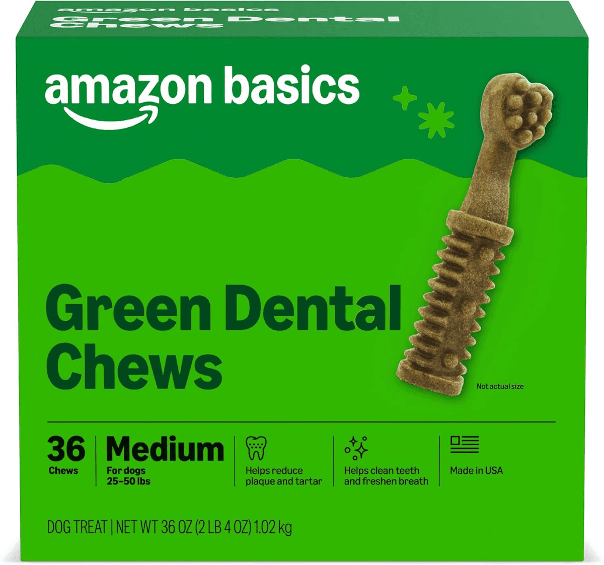 Amazon Basics Dental Dog Treats for Medium Dogs, 36 Count